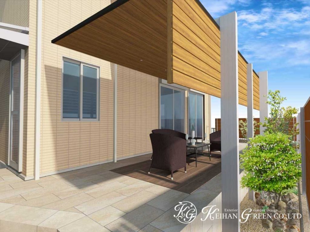 昼も夜も優雅に過ごせるアウトドアリビング