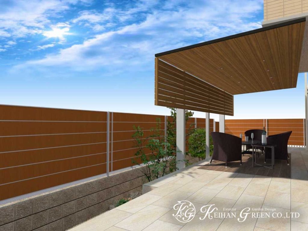 昼も夜も優雅に過ごせるアウトドアリビング