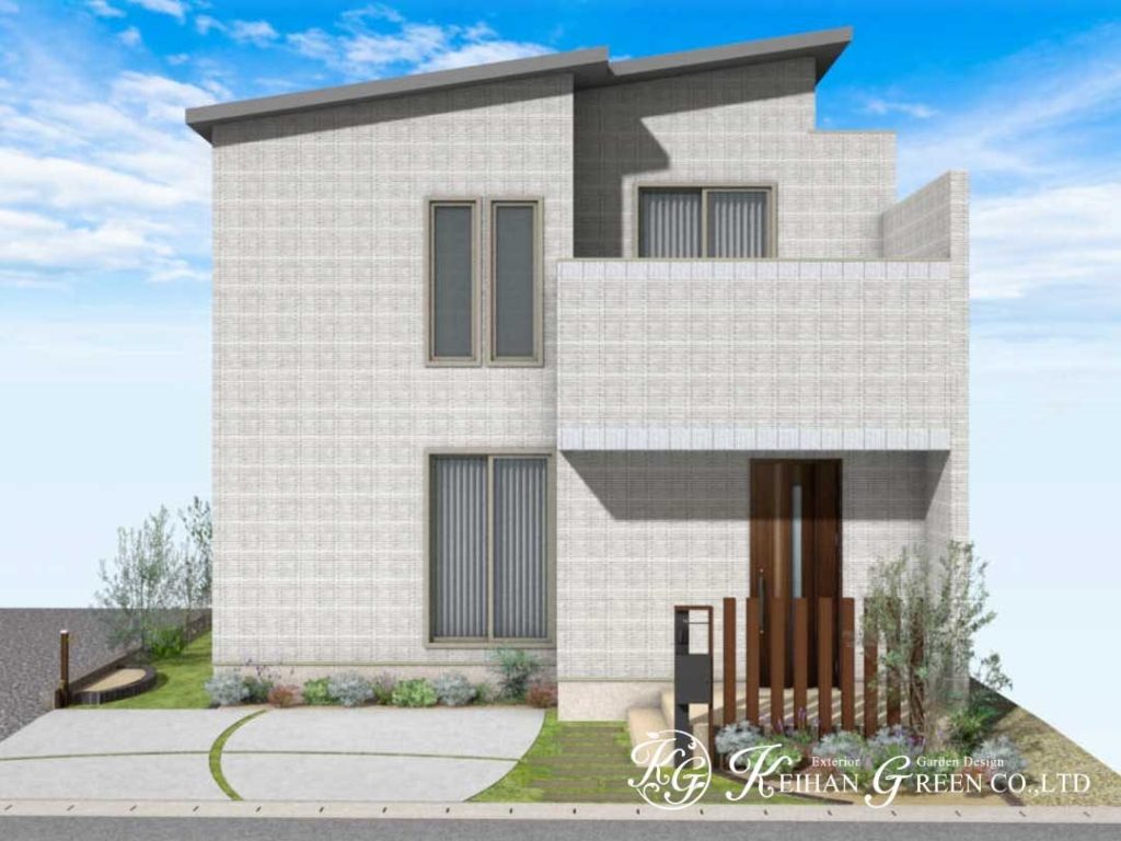 シンプルモダンに映える、やさしさと機能性を備えた外構プラン