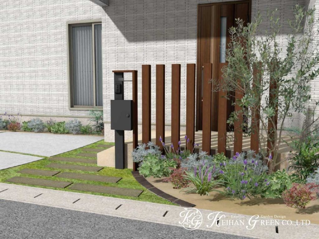 シンプルモダンに映える、やさしさと機能性を備えた外構プラン