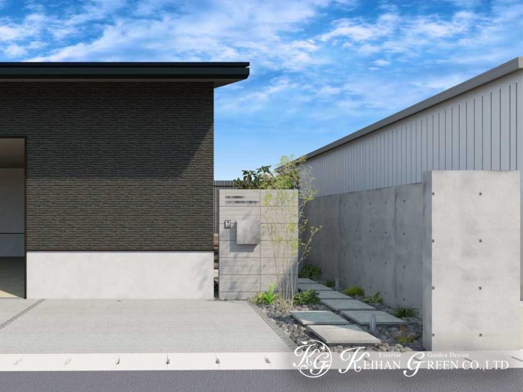 洗練されたモダンデザインが引き立つ上質な外構