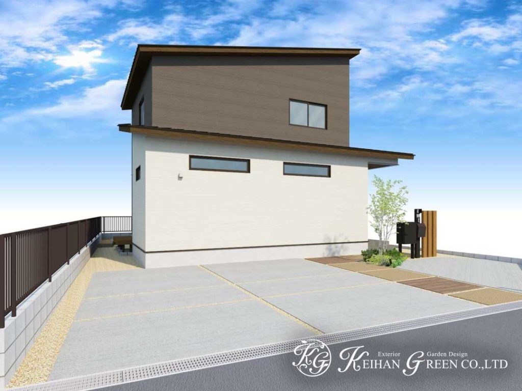 シンプルモダンに調和する機能美あふれる外構デザイン