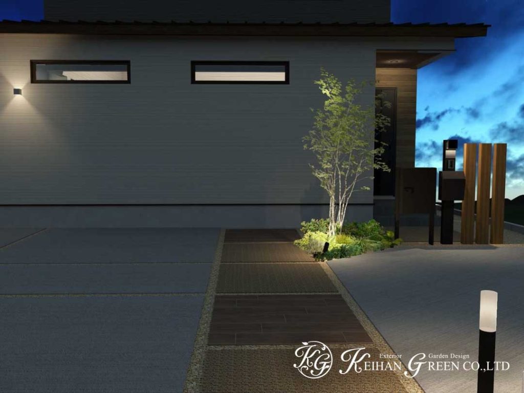 シンプルモダンに調和する機能美あふれる外構デザイン