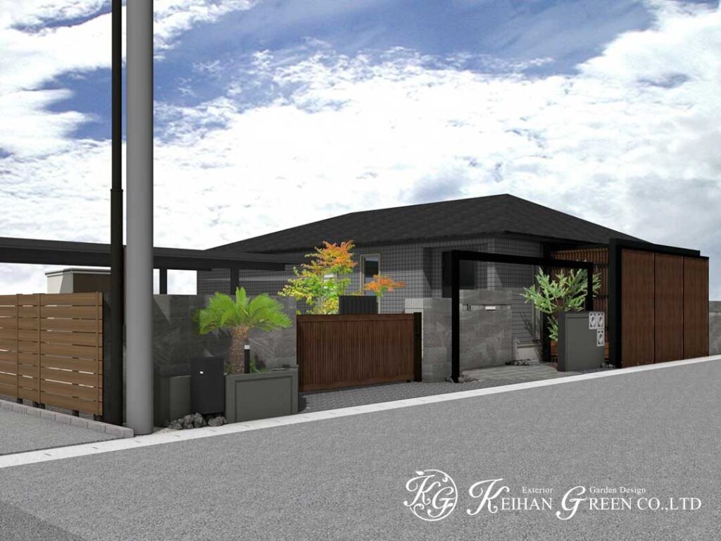 重厚感と温もりが調和する、安心感のあるクローズ外構