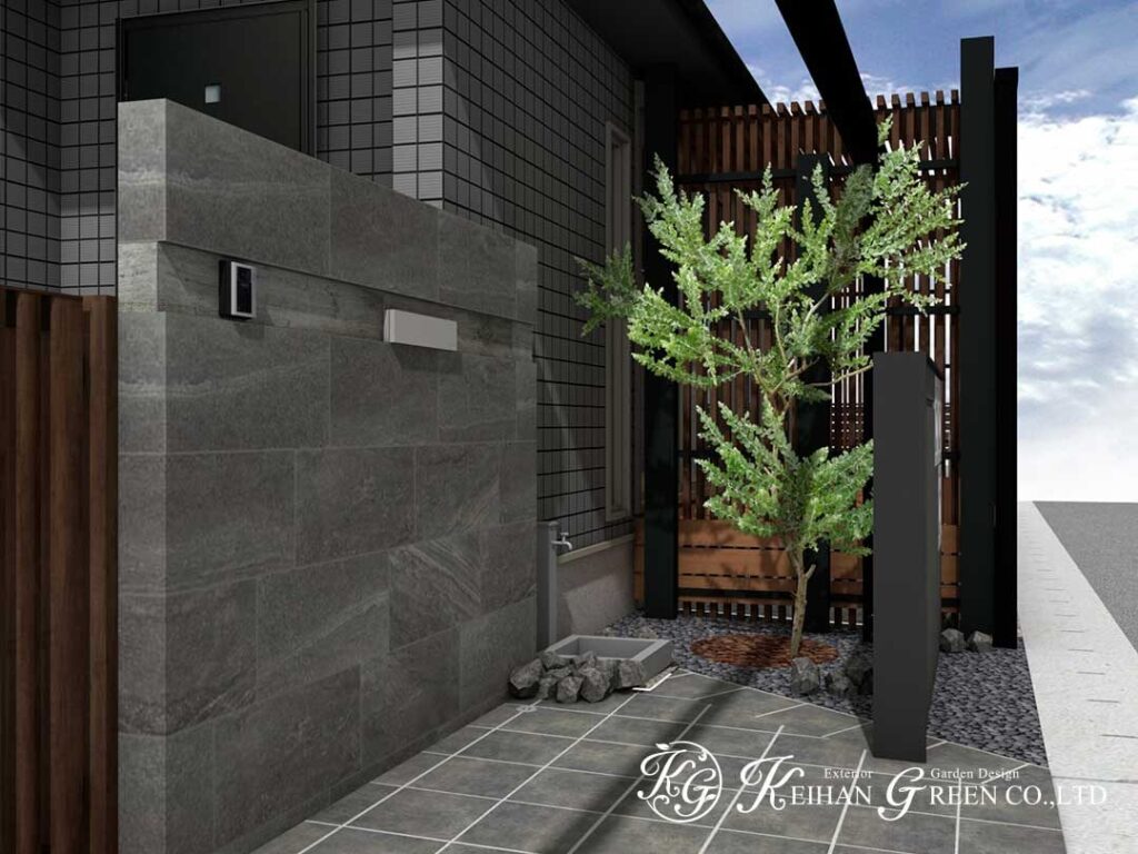 重厚感と温もりが調和する、安心感のあるクローズ外構