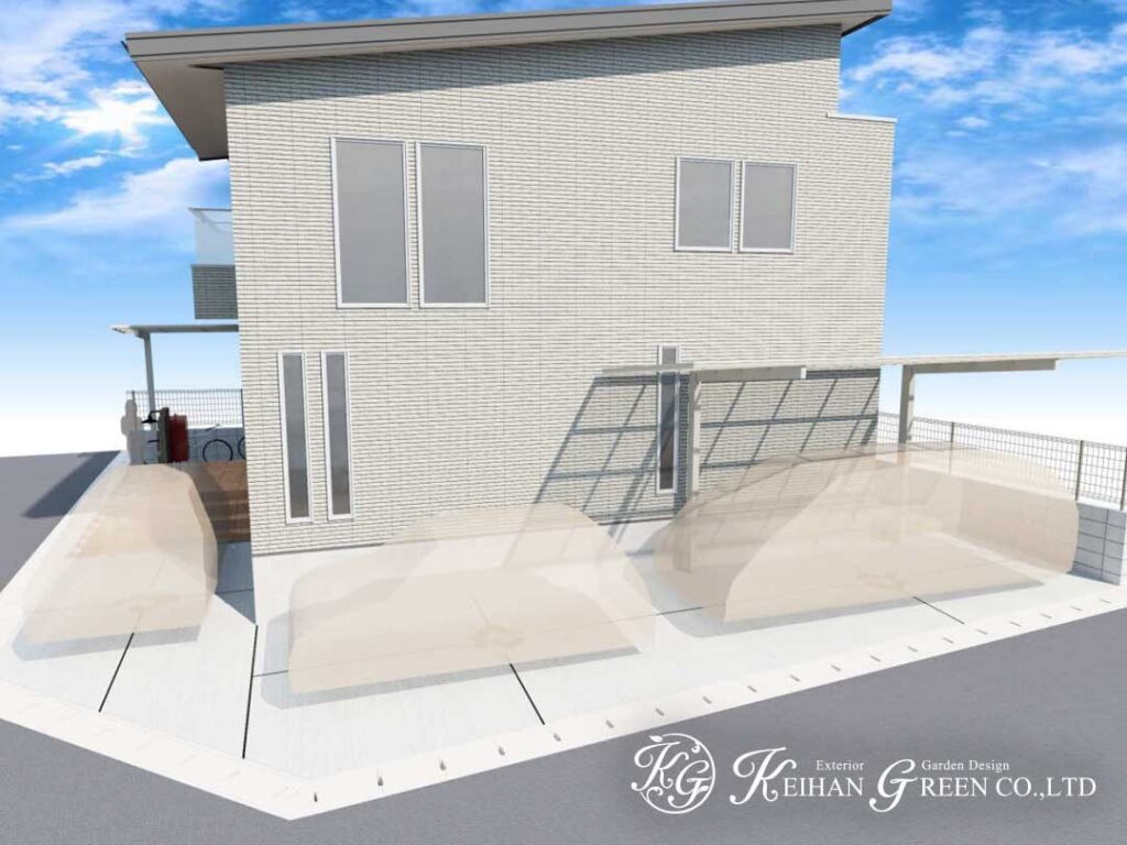 赤いポストが映える、ナチュラルで温かみのある外構デザイン