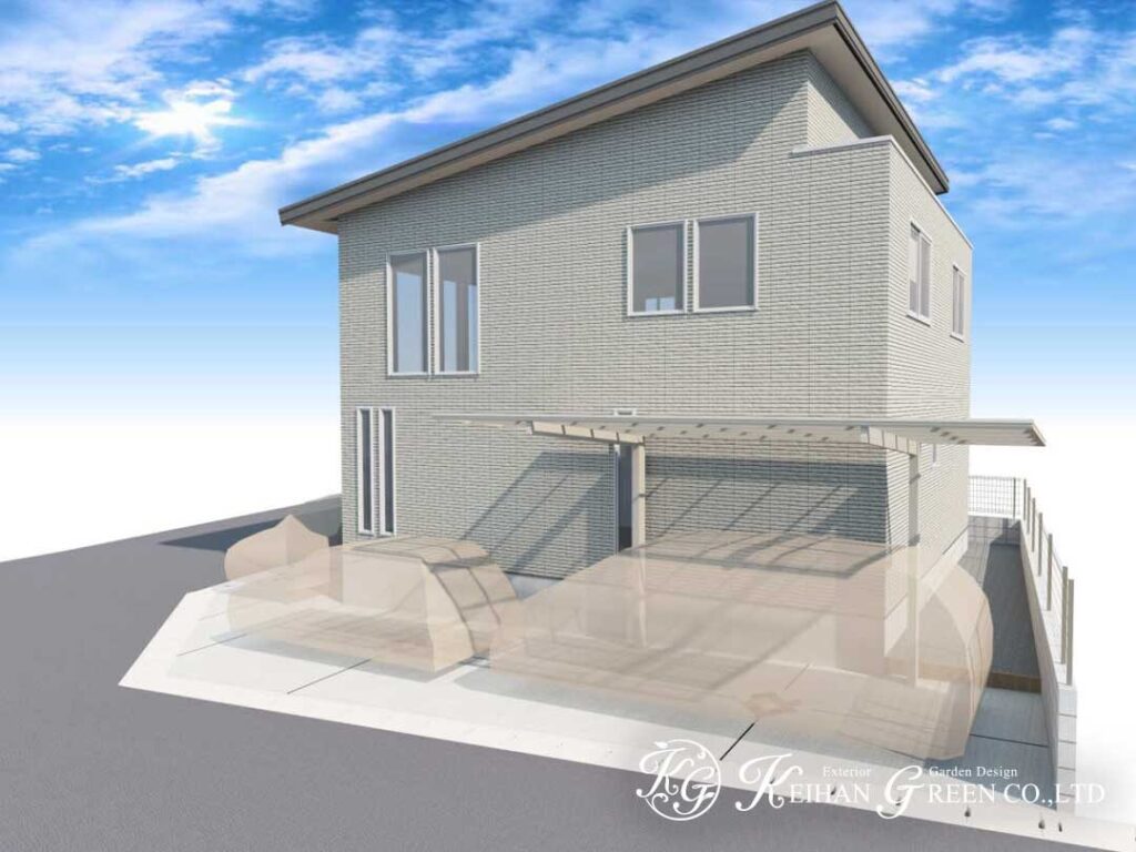 赤いポストが映える、ナチュラルで温かみのある外構デザイン