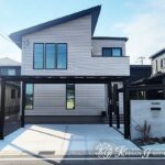 直線美が際立つシンプルファサード　近江八幡市