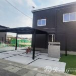 黒×グレーでまとめた、すっきりモダンなオープン外構　大津市