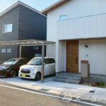 白い外観に映える、軽やかシンプル外構　近江八幡市