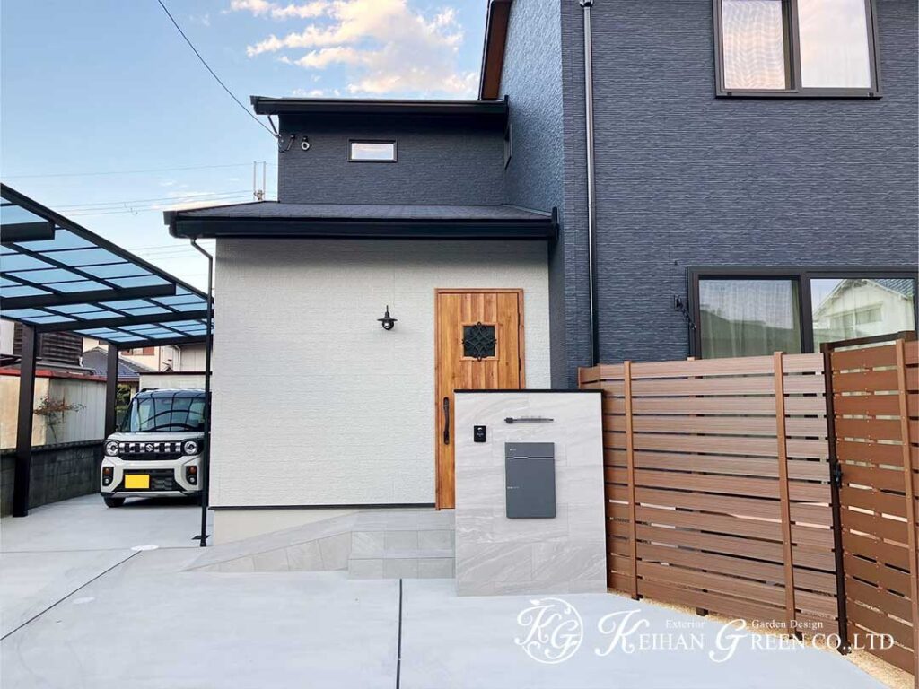 目隠しも動線も、すっきりまとめた新築外構　守山市