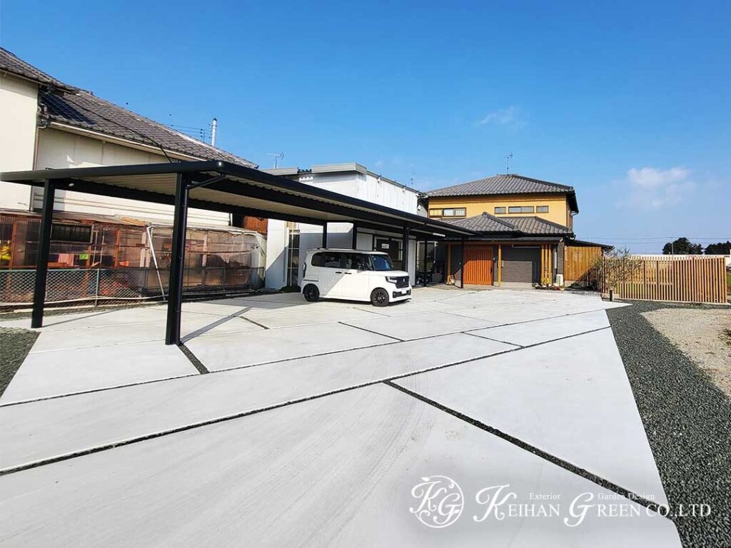 すっきり動けるカースペースと庭まわり　豊郷町