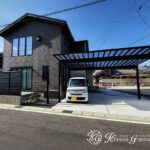 黒でまとめて、軽やかに見せるオープン外構　近江八幡市