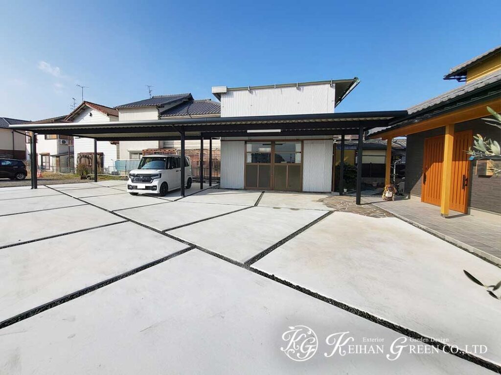 すっきり動けるカースペースと庭まわり　豊郷町