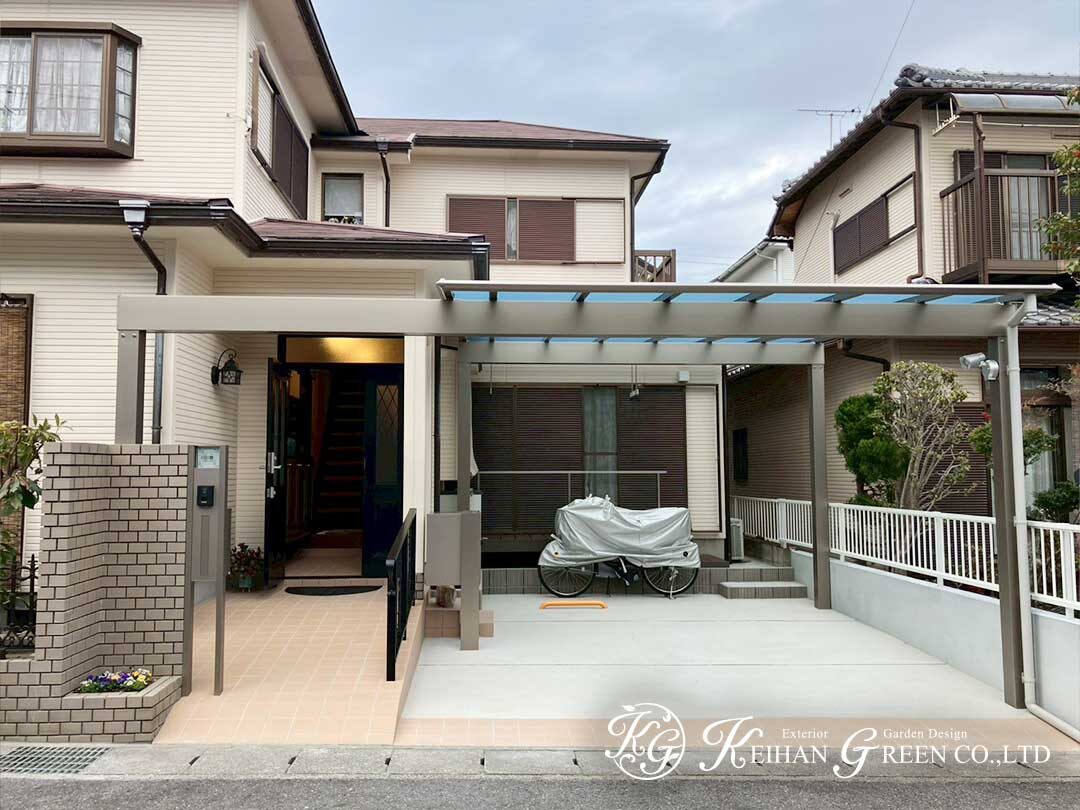 暮らしに合わせて整える、駐車スペースと玄関まわりのリフォーム　大津市