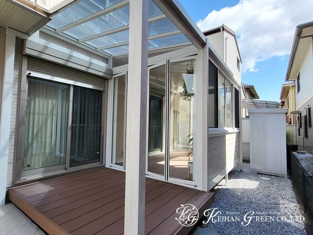 外と室内をつなぐガーデンルームのある暮らし　守山市