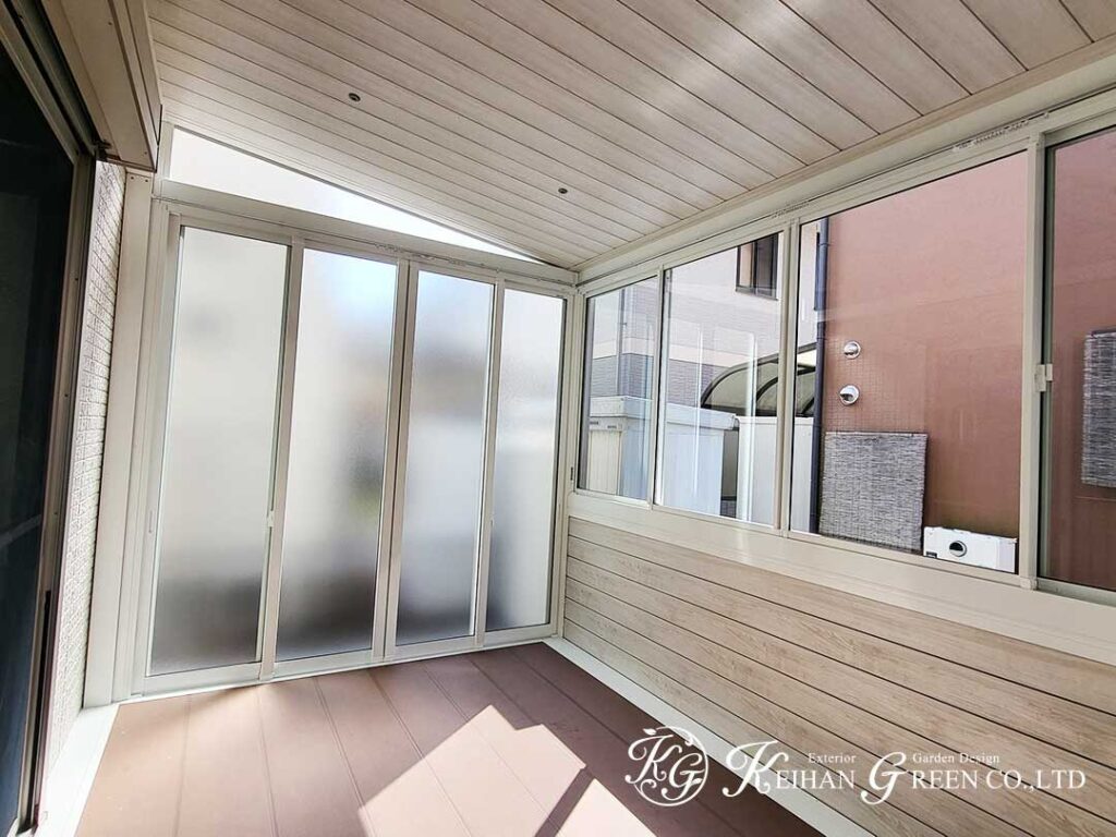 外と室内をつなぐガーデンルームのある暮らし　守山市