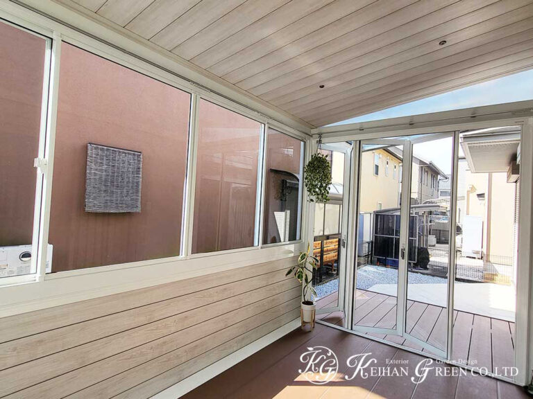 外と室内をつなぐガーデンルームのある暮らし　守山市