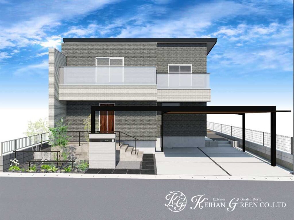 直線がつくる、洗練されたモノトーンファサード