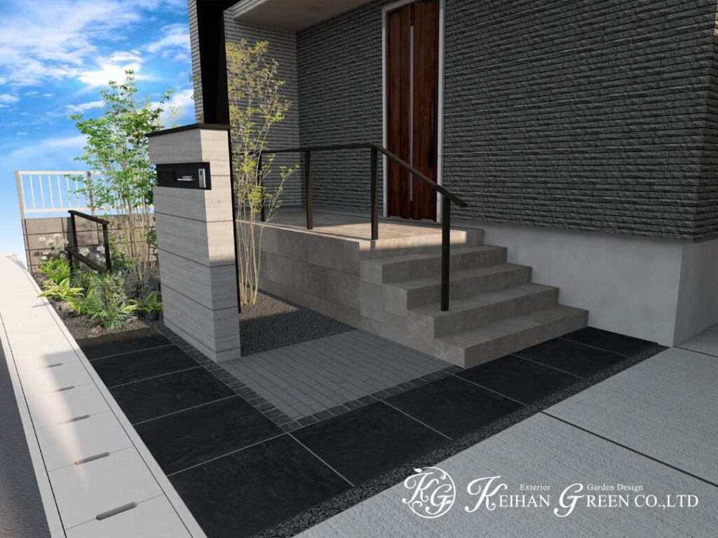 直線がつくる、洗練されたモノトーンファサード