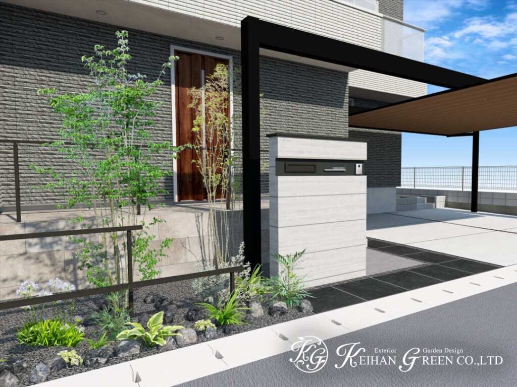 直線がつくる、洗練されたモノトーンファサード