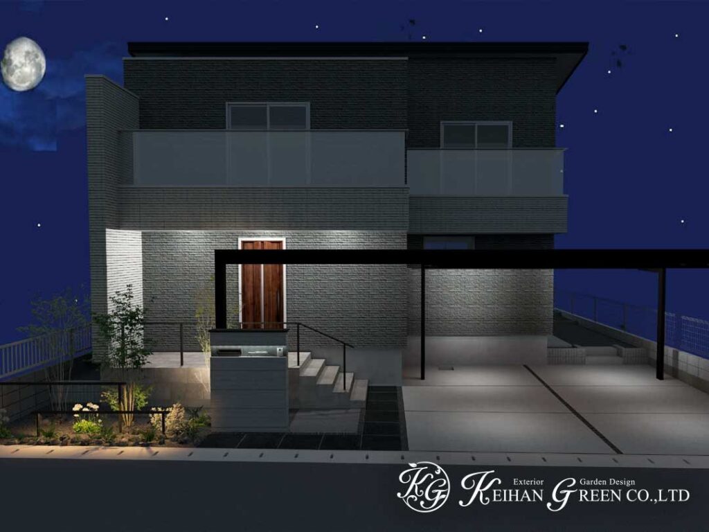 直線がつくる、洗練されたモノトーンファサード