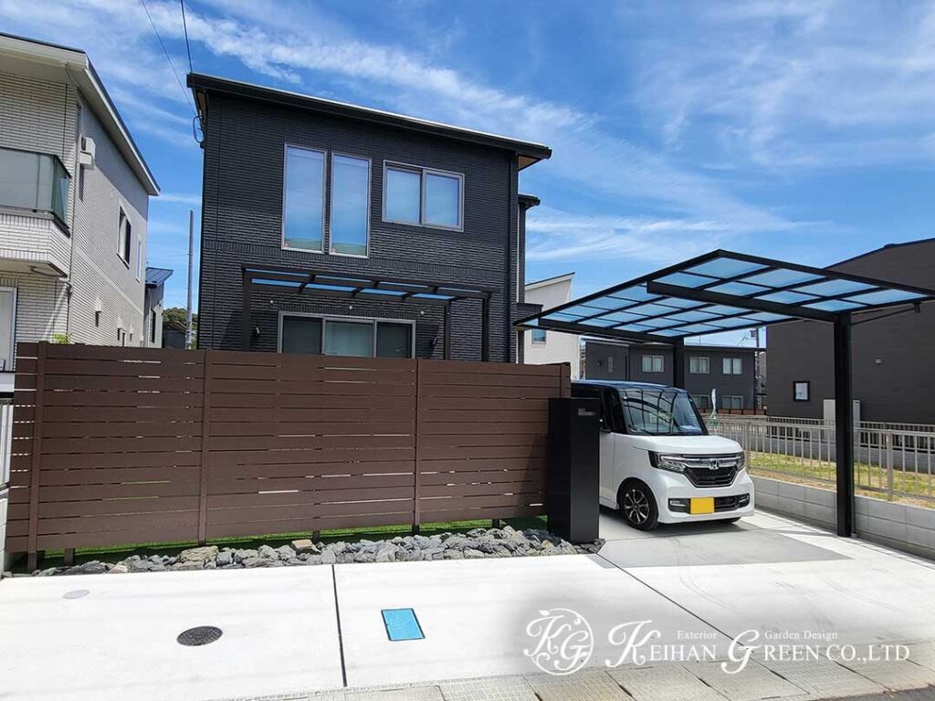 目隠しと開放感を両立した新築外構　大津市
