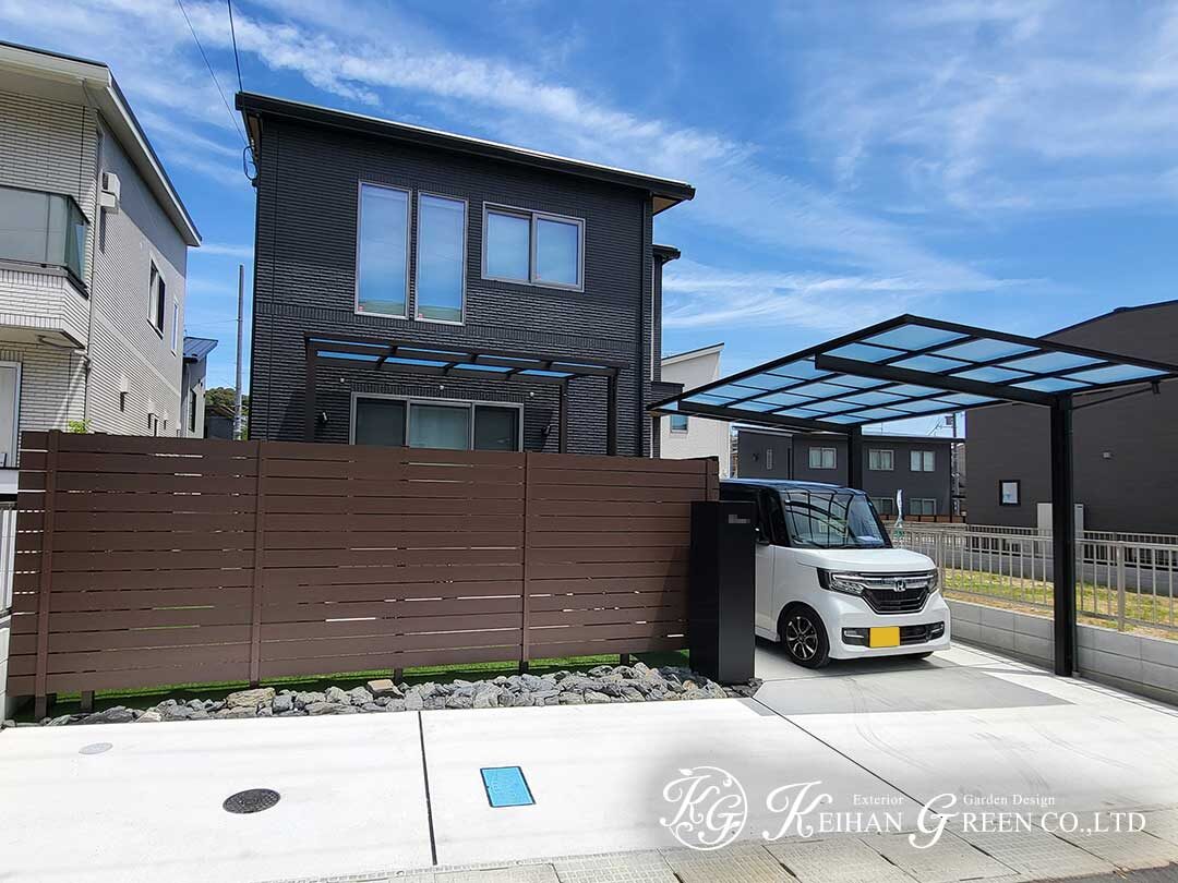 目隠しと開放感を両立した新築外構　大津市