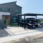 グレーに木目が映える上質な新築外構　野洲市