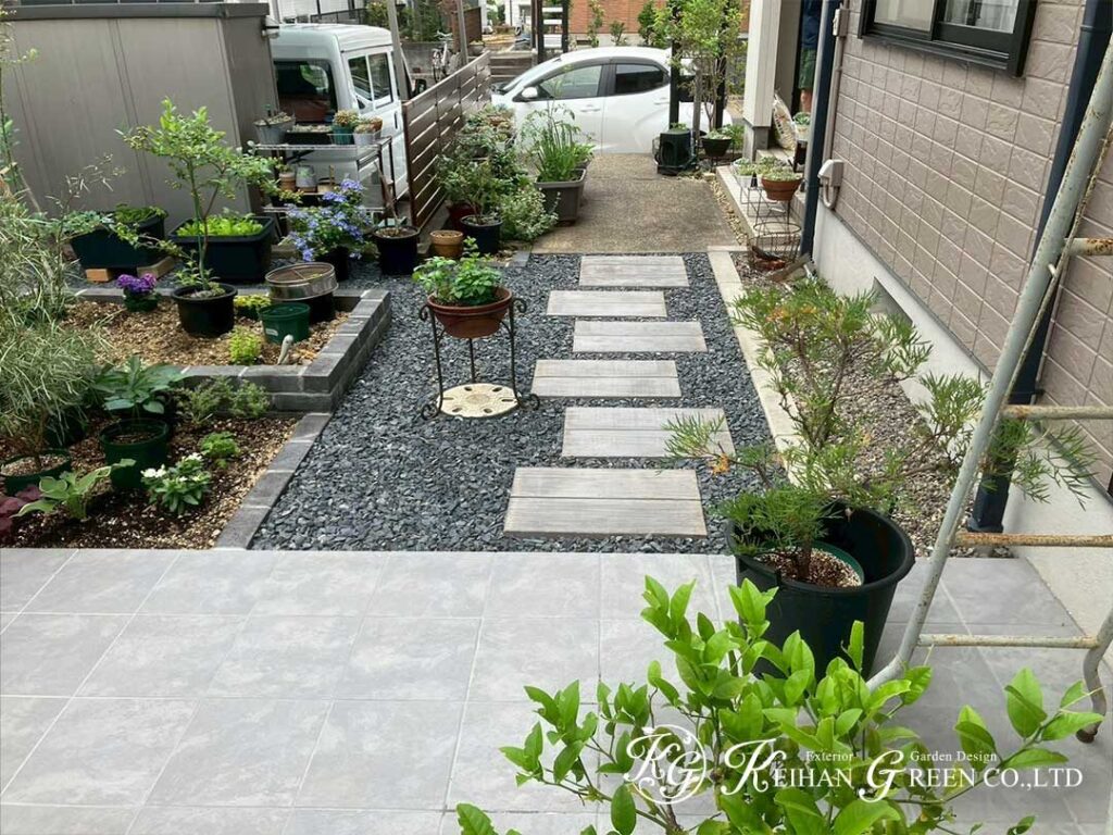 目隠しと緑で心地よく過ごす庭リフォーム　東近江市