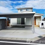 ゆとりある駐車スペースとやさしい雰囲気の門まわり　米原市